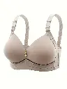 Simple Colorblock Seamless Bra, Comfy & Breathable Wireless Push Up Bra
